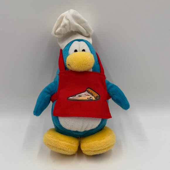 Club Penguin Chef Plush Toy with Pizza Apron Disney 2011 Stuffed Animal NO Coin - Picture 1 of 8